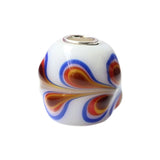 925 Sterling Silver Colorful Flowers Peacock Glass Charm Bead