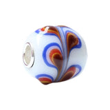 925 Sterling Silver Colorful Flowers Peacock Glass Charm Bead