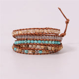 Natural Stone Bead Leather Bracelet Wrap HandWork