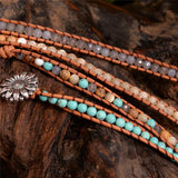 Natural Stone Bead Leather Bracelet Wrap HandWork