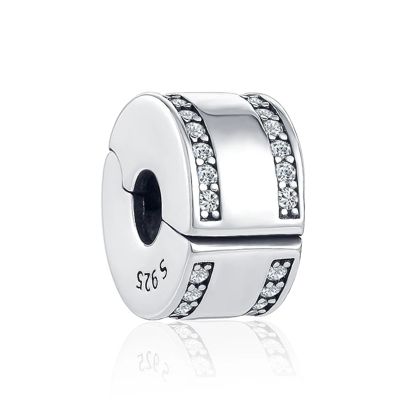 Sterling Silver Pave Bead Charms for Bracelet