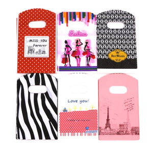 100Pcs 9x15cm Mini Plastic Jewelry Bags with Handle