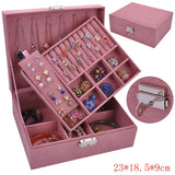 Double-Layer Jewelry Box Earring Ring Case with Lock