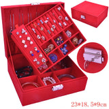 Double-Layer Jewelry Box Earring Ring Case with Lock