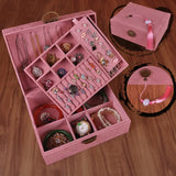 Double-Layer Jewelry Box Earring Ring Case with Lock