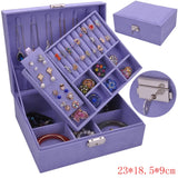 Double-Layer Jewelry Box Earring Ring Case with Lock