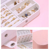 Portable Jewelry Box Organizer Display Zipper Leather Storage