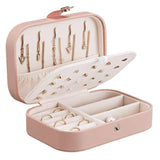 Portable Jewelry Box Organizer Display Zipper Leather Storage