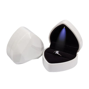 LED Light Jewelry Box Wedding Rings Case Organizer