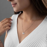 Butterfly Necklace Engraving 1 Letter Silver Stainless Steel Birthstone Charm