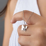 Butterfly Necklace Engraving 1 Letter Silver Stainless Steel Birthstone Charm