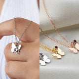 Butterfly Necklace Engraving 1 Letter Silver Stainless Steel Birthstone Charm