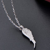 925 Silver Zircon Cuban Feather Pendant Necklace