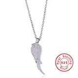 925 Silver Zircon Cuban Feather Pendant Necklace