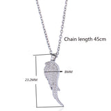 925 Silver Zircon Cuban Feather Pendant Necklace