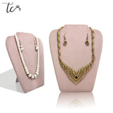 Velvet PU Jewelry Display Stand Necklace Earrings Storage