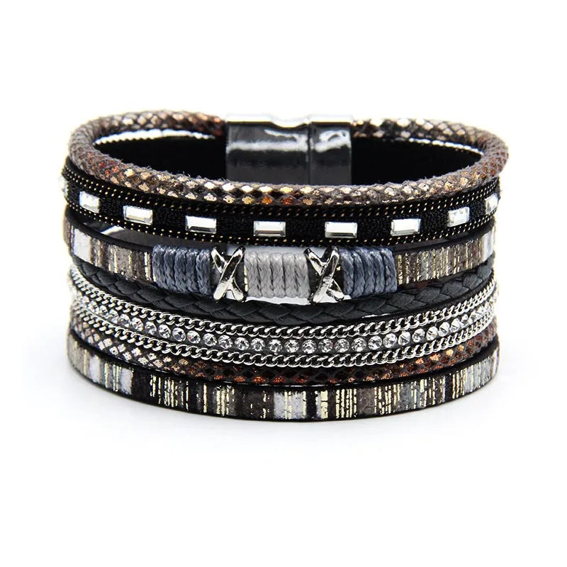 Bohemian Magnetic Bracelet for Women, Hand Braided Ladies Jewelry