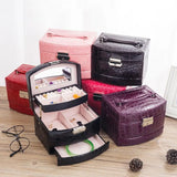Travel Jewelry Case Organizer Box Zipper Leather Storage