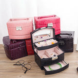 Travel Jewelry Case Organizer Box Zipper Leather Storage