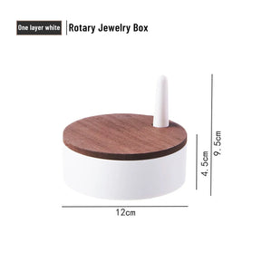 Wooden Rotating Jewelry Box Earrings Necklace Display Holder