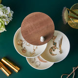 Wooden Rotating Jewelry Box Earrings Necklace Display Holder