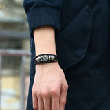 Retro Beaded Skull Leather Bracelet Adjustable Unisex Jewelry