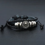 Retro Beaded Skull Leather Bracelet Adjustable Unisex Jewelry