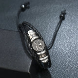 Retro Beaded Skull Leather Bracelet Adjustable Unisex Jewelry