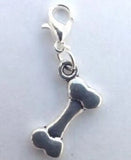 Vintage Dog Bone Charm Lobster Button Pendant For Bracelet Necklace