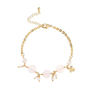 18k Plated Hand Twisted Pearl Stone Bracelet