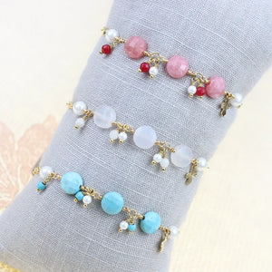 18k Plated Hand Twisted Pearl Stone Bracelet