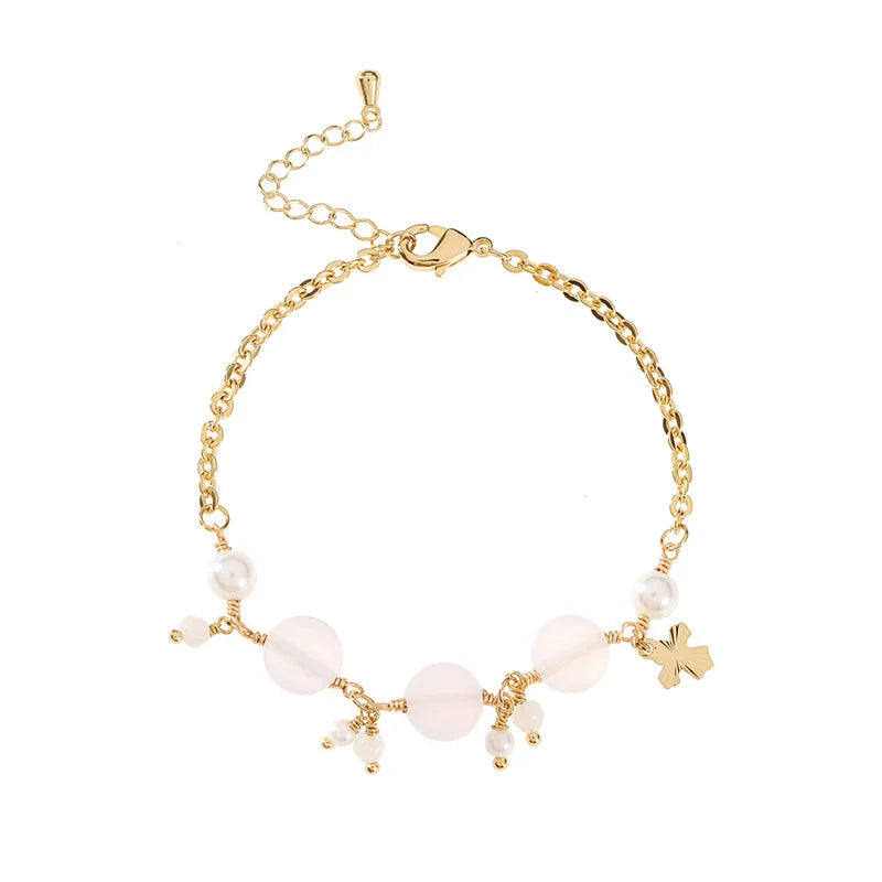 18k Plated Hand Twisted Pearl Stone Bracelet