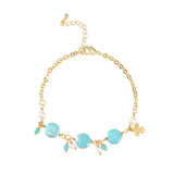 18k Plated Hand Twisted Pearl Stone Bracelet