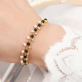 18k Gold-plated Beaded Charm Bracelet with Freshwater Pearl