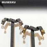 Zircon Water Drop Pendant Skull Earrings