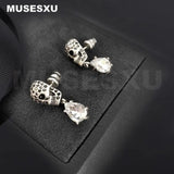 Zircon Water Drop Pendant Skull Earrings