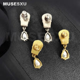 Zircon Water Drop Pendant Skull Earrings