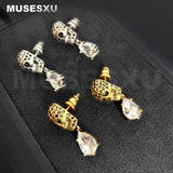 Zircon Water Drop Pendant Skull Earrings