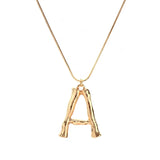 Women Capital Letter Necklace Long Sweater Chain Pendant Vintage Jewelry