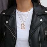 Women Capital Letter Necklace Long Sweater Chain Pendant Vintage Jewelry