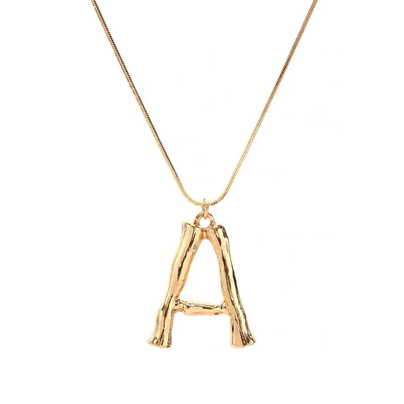 Women Capital Letter Necklace Long Sweater Chain Pendant Vintage Jewelry