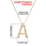 Women Capital Letter Necklace Long Sweater Chain Pendant Vintage Jewelry