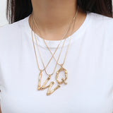 Women Capital Letter Necklace Long Sweater Chain Pendant Vintage Jewelry