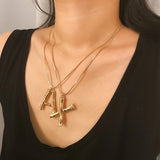 Women Capital Letter Necklace Long Sweater Chain Pendant Vintage Jewelry