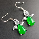 King Green Malai Jade Inlaid Jade Earrings for Women