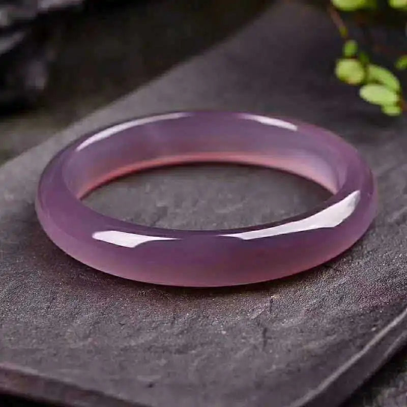 King Zi Thin Agate Chalcedony Bracelet in Violet