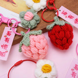 Fruit Keychain Simulation Strawberry Cherry Pear Key Ring Women Jewelry