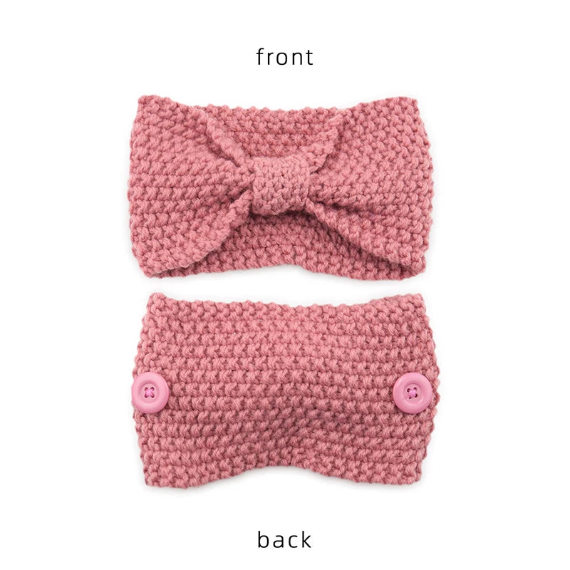 Knitted Cross Headband for Women with Mask Holder