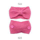 Knitted Cross Headband for Women with Mask Holder