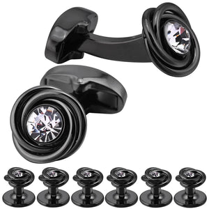 Crystal Knot Cufflinks and Studs Set for Men